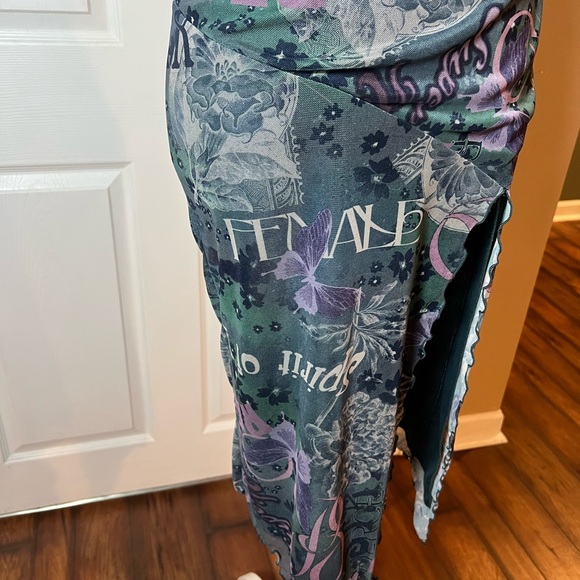 UO Samara Mesh Strapless Tube Slit Midi Dress Size Small Bodycon Love Y2K XS - Picture 3 of 7